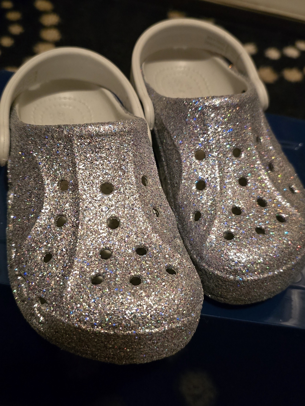Crocs Kids Glitter Slip-On Clog - Silver